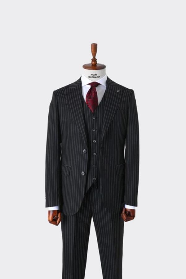 Slim Fit Yelekli Erkek Takım Elbise - Dört Mevsim Kullanılabilir Modern Kesim-KAW1023S - Image 1