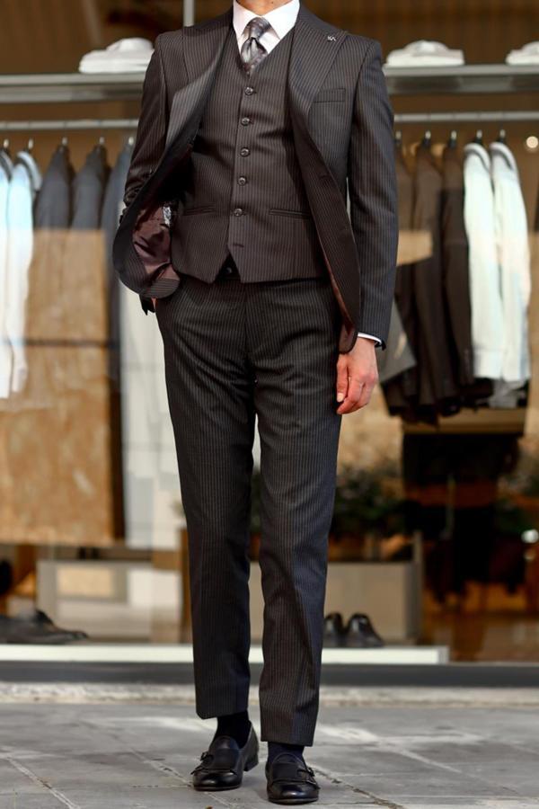 Modern Stil Erkek Yelekli Takım Elbise-KAV1056W - Image 1