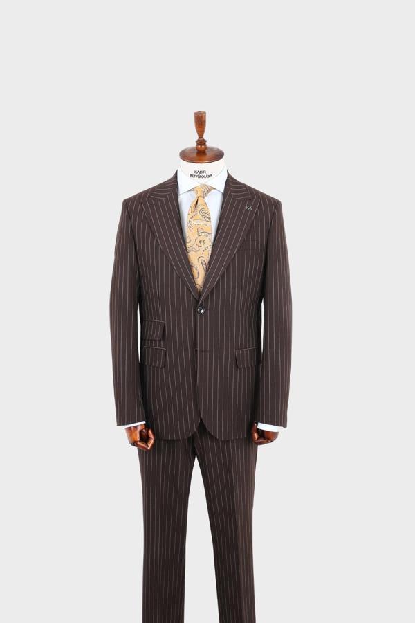 Kırlangıç Yaka İki Düğmeli Erkek Takım Elbise-KAW1345W - Image 1