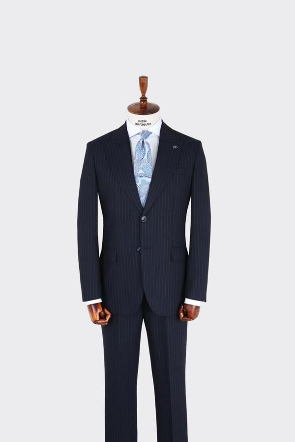 Erkek Kırlangıç Yaka İki Düğmeli  Takım Elbise-KAX1327W - Image 1