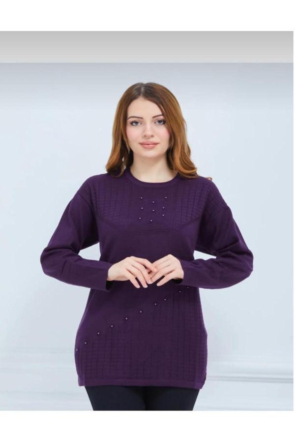 Kuraff Giyim Kadın Triko Kışlık Orta Yaş Günlük Anne Bluz Kazak - Image 1