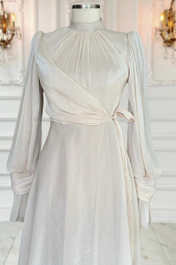 Tesetturabiye Efruz Abiye Elbise Bej - Image 1