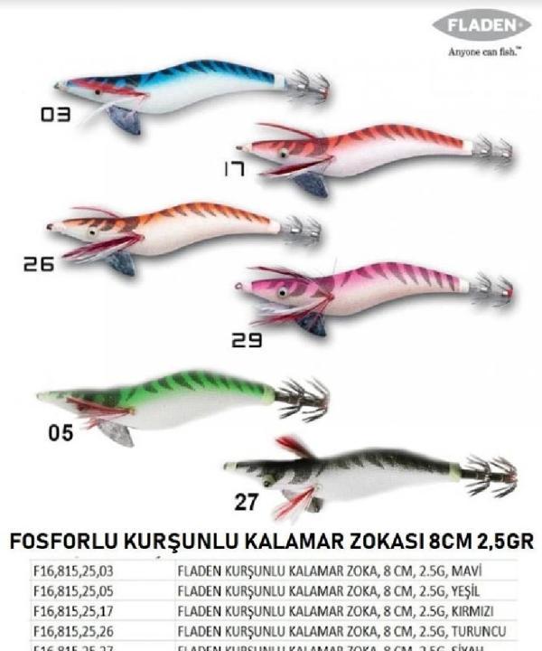 Fladen Kalamar Zokası Fosforlu Kurşunlu 8Cm 2,5Gr Renk:17 - Image 1