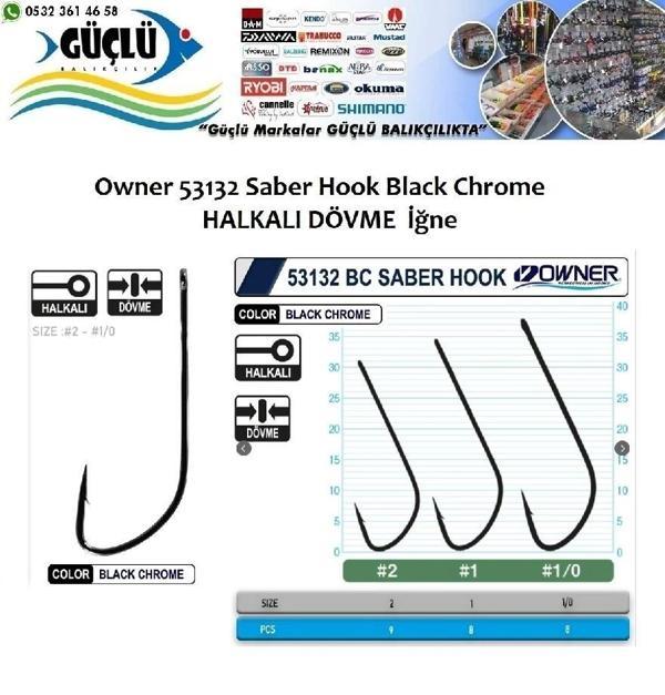 Owner 53132 Black Chrome Halkalı Olta İğnesi No:1/0 - Image 1