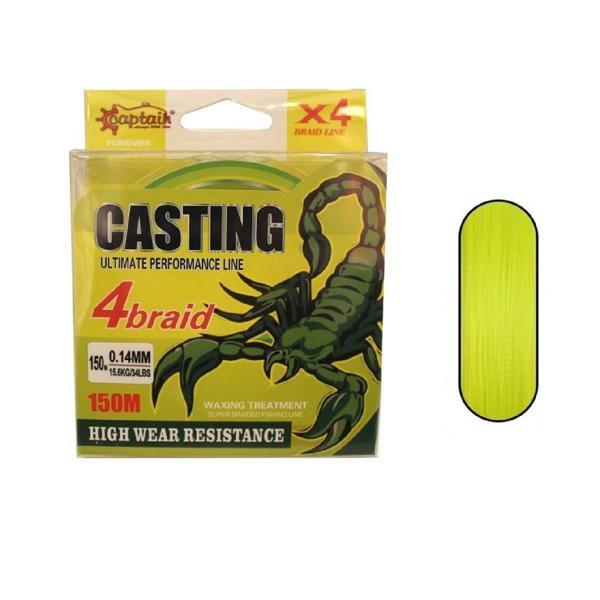 Captain Casting Pe 4 Kat Spin İp Misina 0,23Mm 150Mt Sarı - Image 1