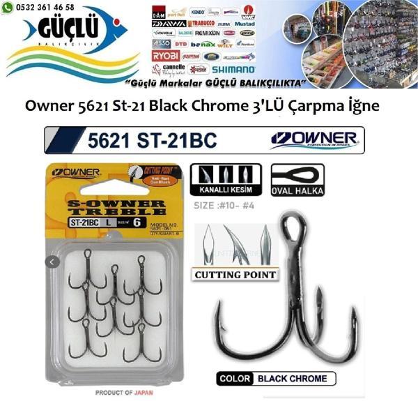 Rapala İğnesi Owner 5621 St-21 Black Chrome 3’Lü İğne No:6 - Image 1