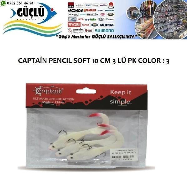 Levrek Turna Silikonu Captaın Pencıl Soft 10 Cm 3 Lü Pk Renk : 3 - Image 1