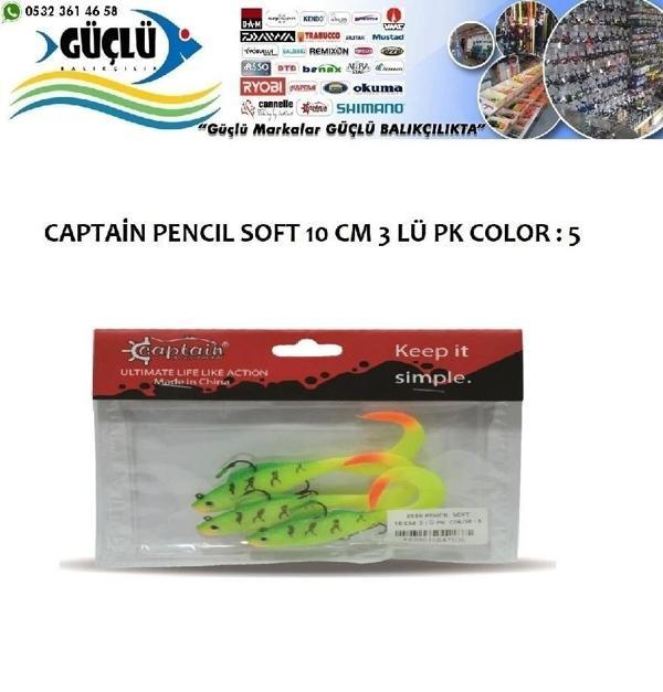Levrek Turna Silikonu Captaın Pencıl Soft 10 Cm 3 Lü Pk Renk : 5 - Image 1