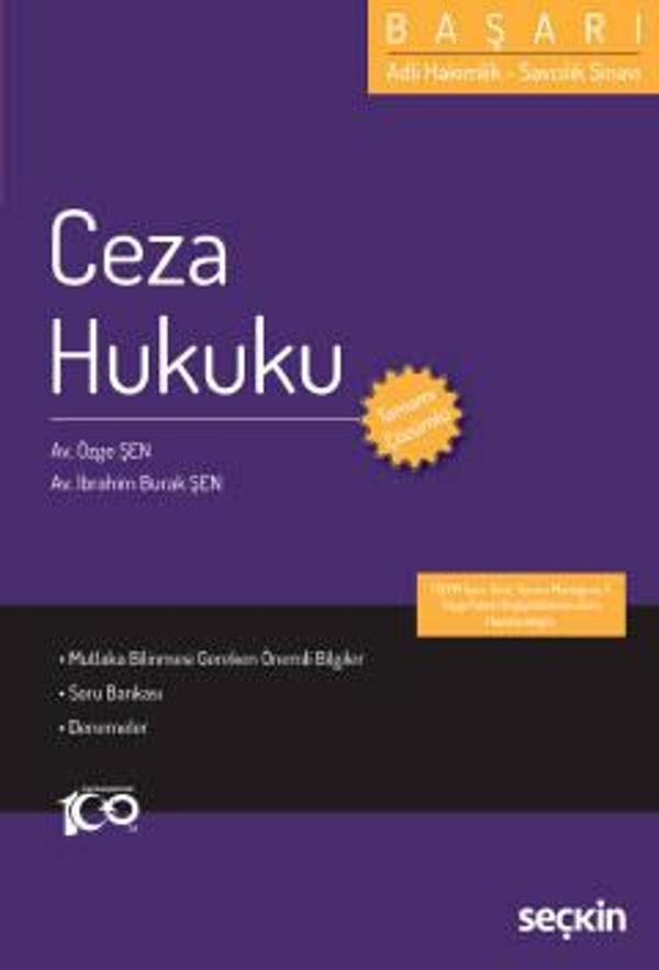 Adli Hakimlik - Savcılık Sınavı BAŞARI - Ceza Hukuku Özge Şen,İbrahim Burak Şen 1. Baskı, Temmuz 2023 - Seçkin Yayıncılık - Image 1