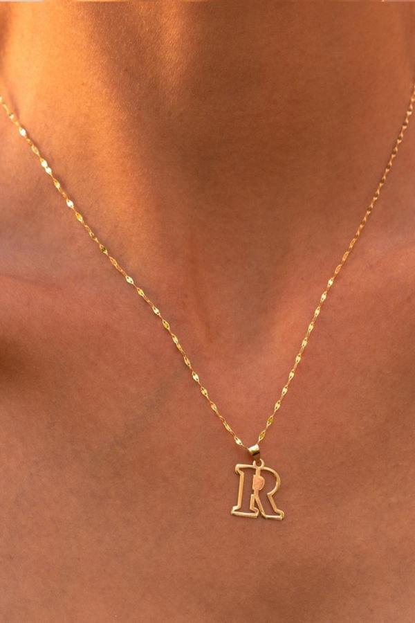 14 Ayar Altın R Harf Soft Kolye - Image 1