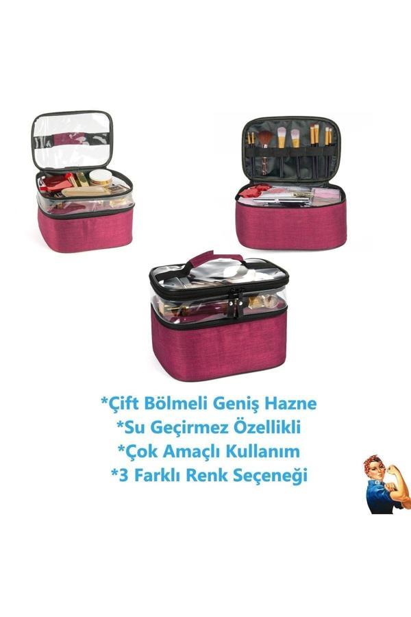 Baffhome Çift Bölmeli Şeffaf Çok Amaçlı Su Geçirmez Derin Hazneli Geniş Hacimli Profesyonel - Image 1
