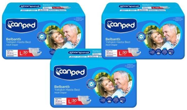 Canped Belbantlı Hasta Bezi Büyük Boy Large 30'lu 3 paket / 90 adet - Image 1