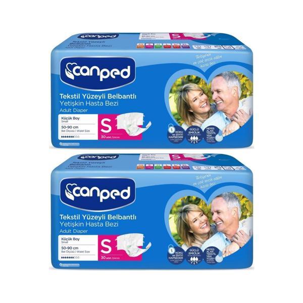 Canped Belbantlı Tekstil Yüzeyli Hasta Bezi Küçük (Small) 60'lı (2X30) - Image 1
