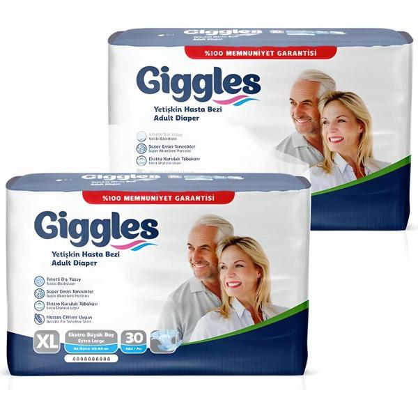 Giggles Yetişkin Hasta Bezi Belbantlı Ekstra Büyük Boy Xl 2 Paket 60 Adet - Image 1
