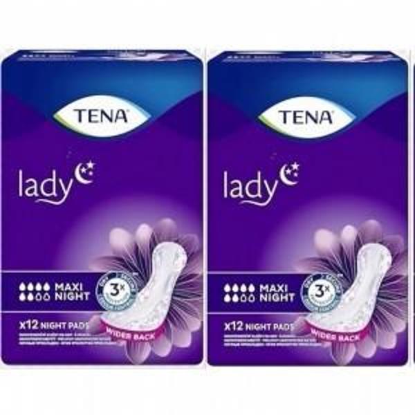 Tena Lady Maxi Night 6 damla Kadın Mesane Pedi 12'li 2 paket / 24 adet - Image 1