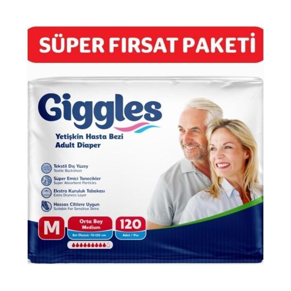 Giggles Yetişkin Bel Bantlı Hasta Bezi Medium 120 Adet - Image 1