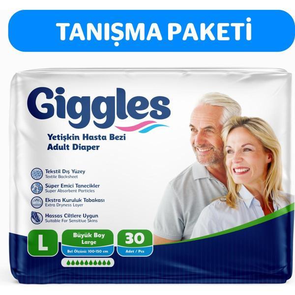 GİGGLES Yetişkin BELBANTLI Hasta Bezi Large 30'lu - Image 1