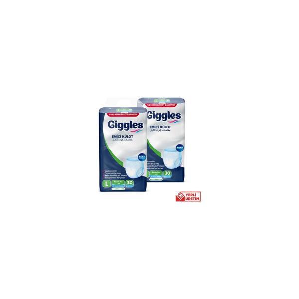 Giggles Yetişkin Emici Külot Bez Büyük Boy (Large) 30'lu 2 Paket (60 Adet) Bel Boy 100-150 Cm - Image 1