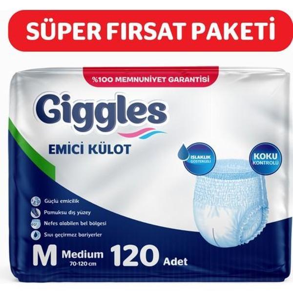 Giggles Yetişkin Emici Külot Bez Orta Boy (Medium) 30'lu 4 Paket (120 Adet) Bel Boy 70-120 cm - Image 1