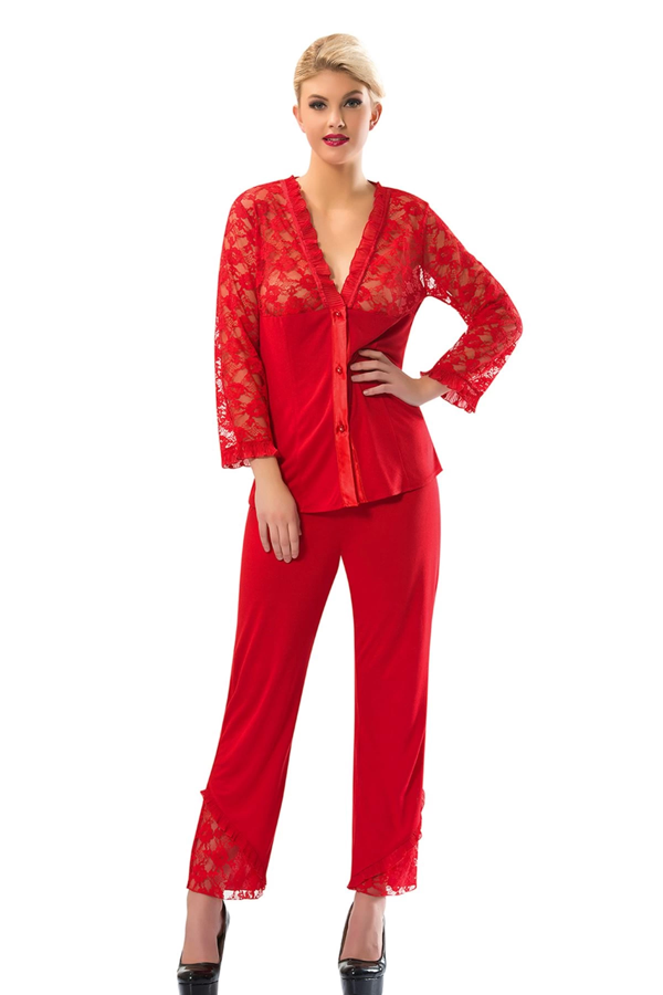 Kırmızı Penye Pijama Takımı - 1570 - Image 1