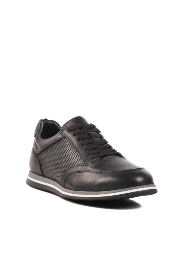 Siyah Hakiki Deri Erkek Sneaker Mika M - Image 1