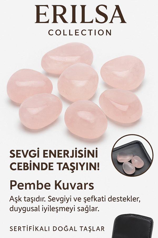 Sertifikalı Cüzdan Boy Pembe Kuvars Taşı Kütle - Sevgi ve Şefkat Duygularını Güçlendirir - Image 1