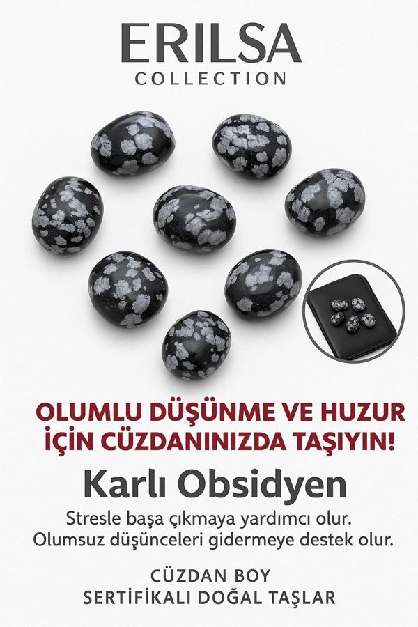 Sertifikalı Cüzdan Boy Karlı Obsidyen Taşı Kütle - Farkındalık ve Duygusal Denge Sağlar - Image 1