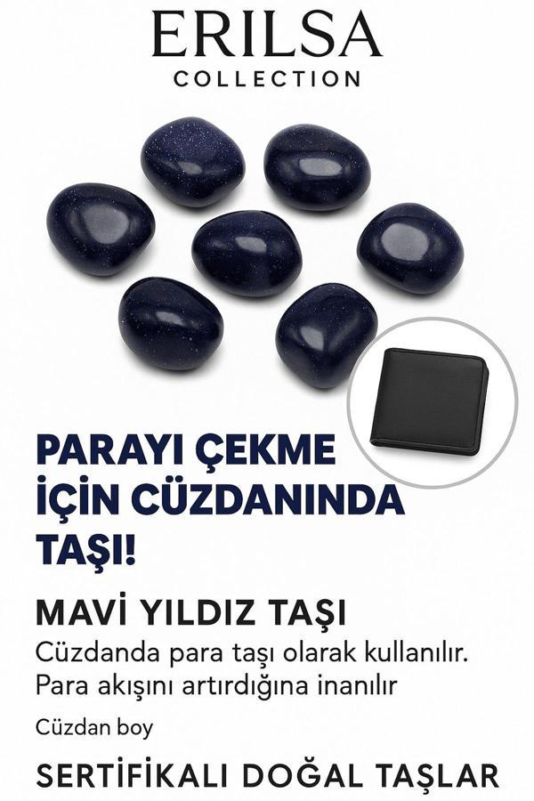 Sertifikalı Cüzdan Boy Mavi Yıldız Taşı Kütle - İçsel Sakinlik ve Odaklanma Sağlar - Image 1