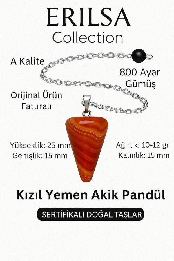 Sertifikalı Kızıl Yemen Akiği Pandül ve Kolye – Negatif Enerji Temizliği ve Farkındalık Taşı - Image 1