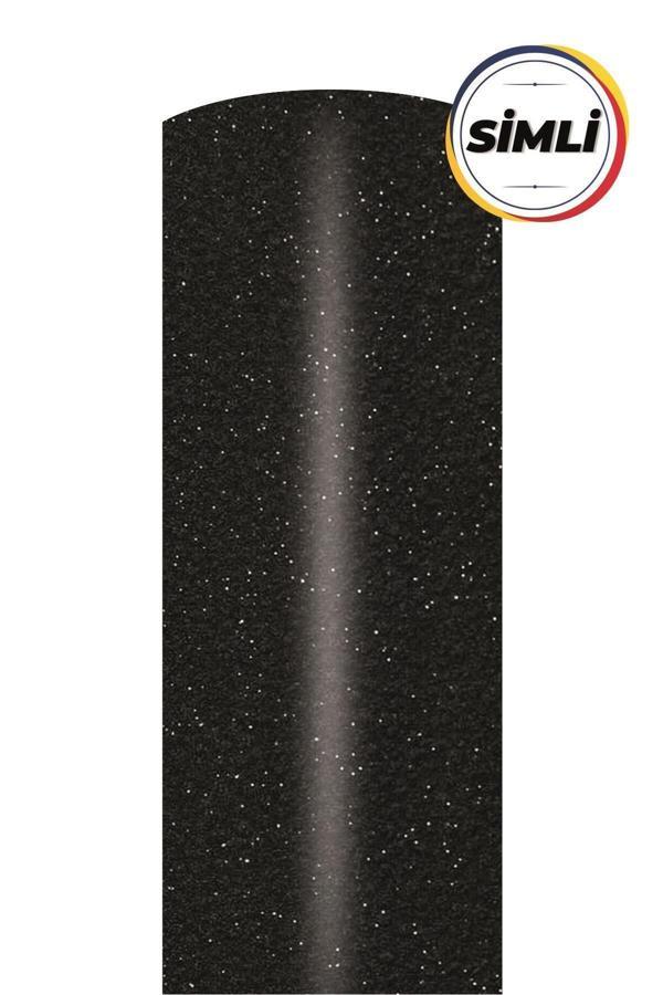 Ecce Parlak Simli Siyah Yapışkanlı Folyo 152 Cm X 1 Mt - Image 1