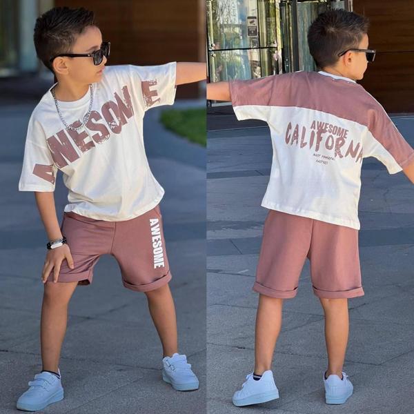 Erkek Çocuk Penye Süprem Şortlu Takım Alt Üst Takım 11661B - Image 1