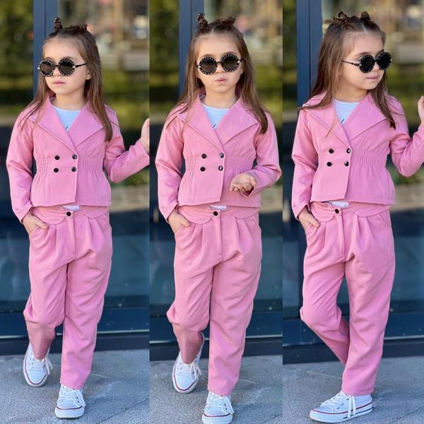 Kız Çocuk Tarz 3 Parça Ceketli Takım 90711PU - Image 1