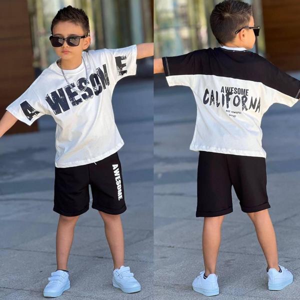 Erkek Çocuk Penye Süprem Şortlu Takım Alt Üst Takım 11661S - Image 1