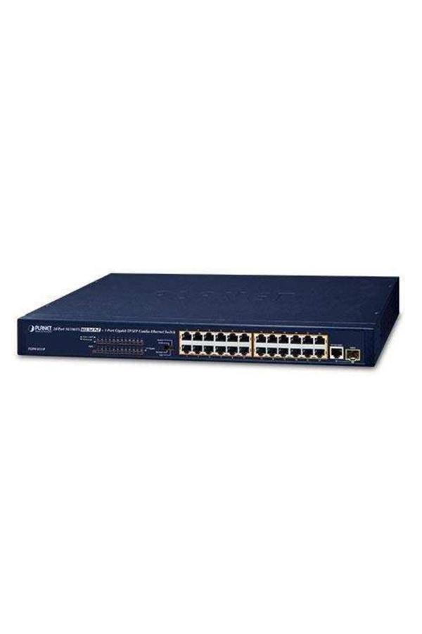 Planet 24-Port 10/100Base-Tx 802.3At Poe + 1-Port Gigabit Tp/Sfp Combo Ethernet Switch - Image 1