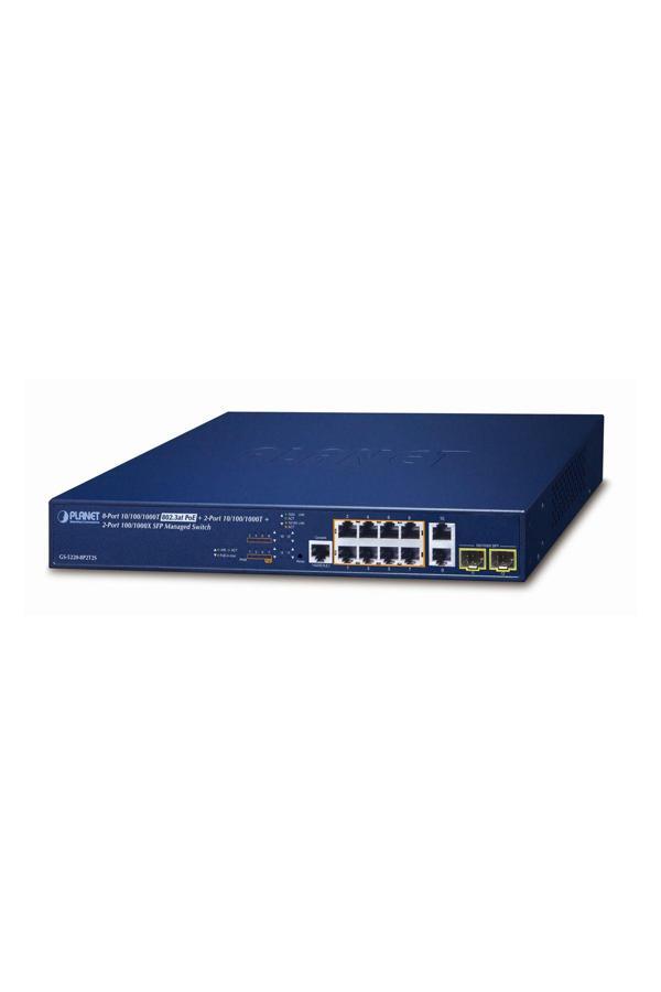 Planet L2+ 8-Port 10/100/1000T 802.3At Poe + 2-Port 10/100/1000T + 2-Port 100/1000X Sfp Managed Switch - Image 1