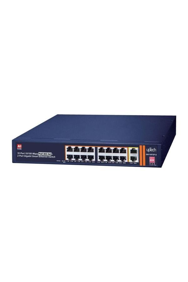 Uptech 16 Ports 10/100M Poe Switch With 2 Gigabit Uplink ,Ieee802.3Af/At,250W - Image 1