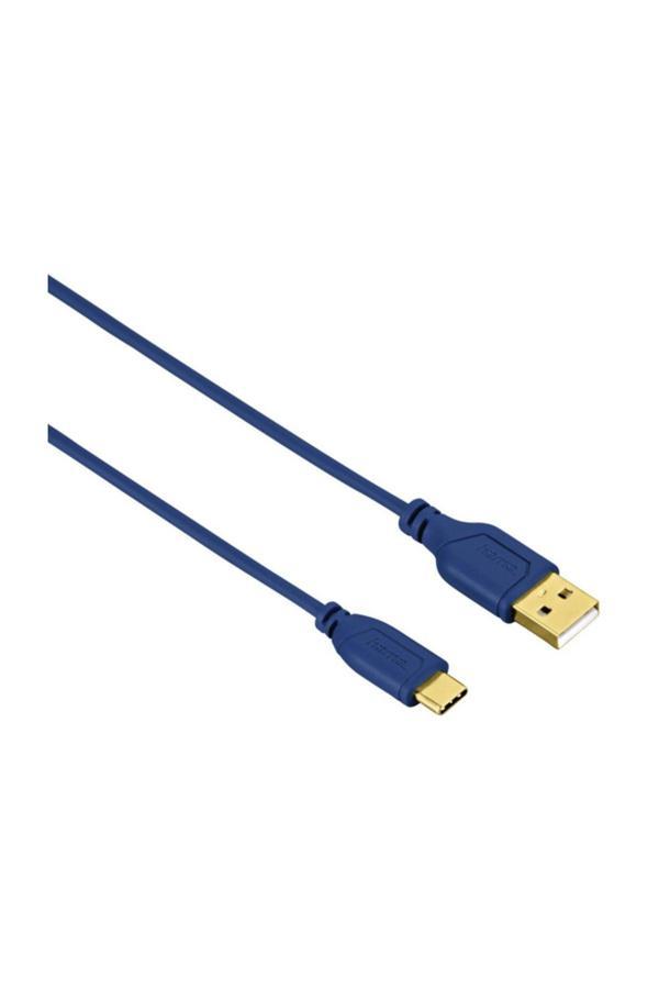 Hama Usb-C - Usb-A Kablo, Flexi, 0.75M, Mavi - Image 1
