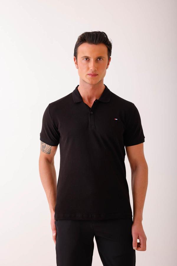SILEO Polo Yaka Tişört - Siyah - Image 1