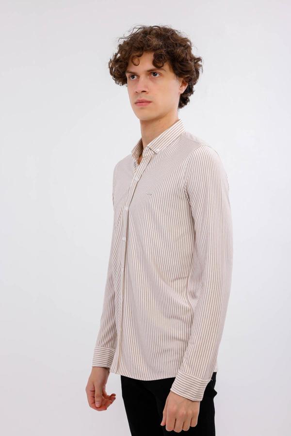 AXIS Uzun Kollu Çizgili Gömlek - Sarı - Image 1