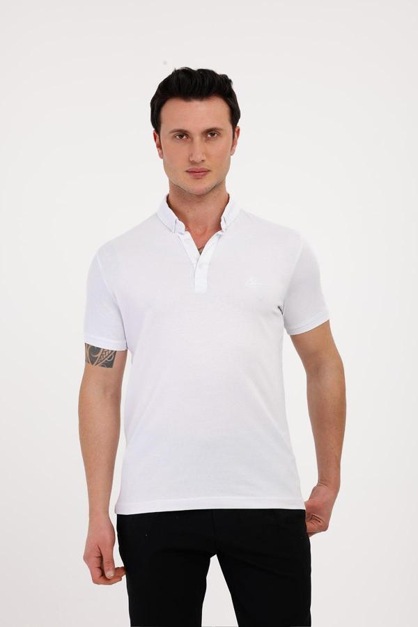 TROPICA Polo Yaka Pamuklu Tişört - Beyaz - Image 1