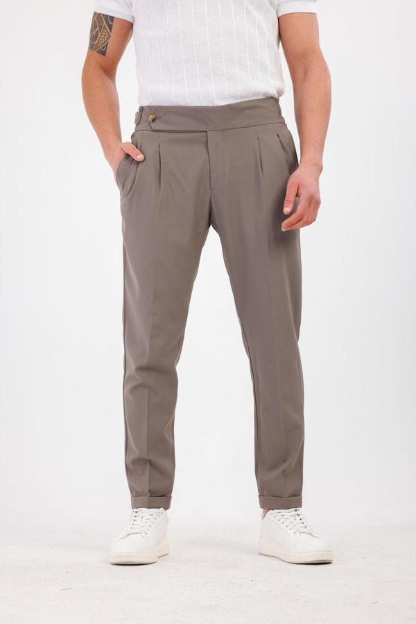 STELLAE Pileli Kumaş Pantolon - Gri - Image 1