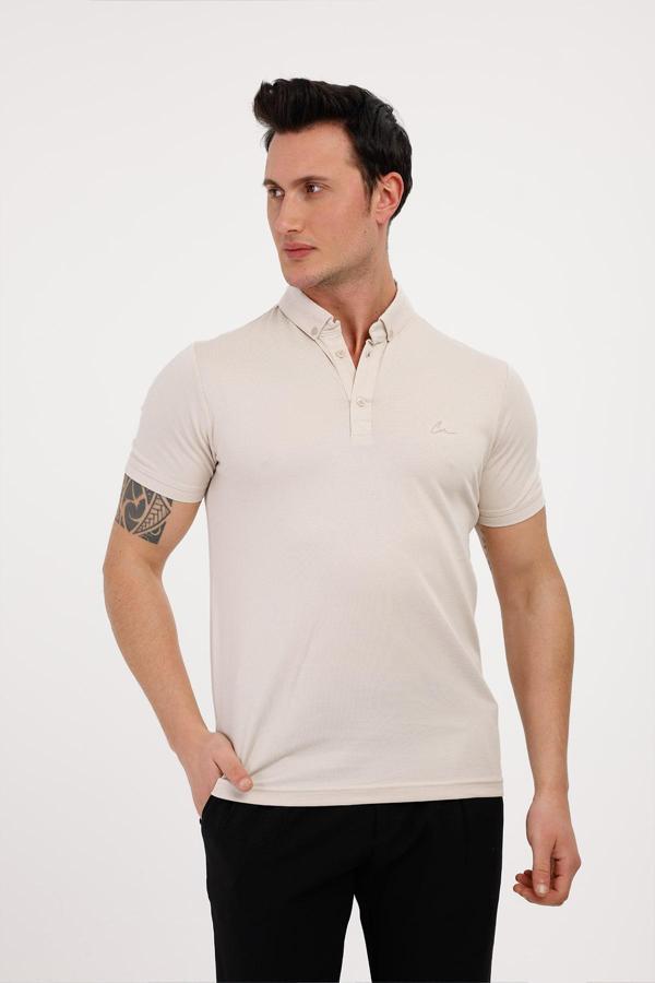 TROPICA Polo Yaka Pamuklu Tişört - Bej - Image 1
