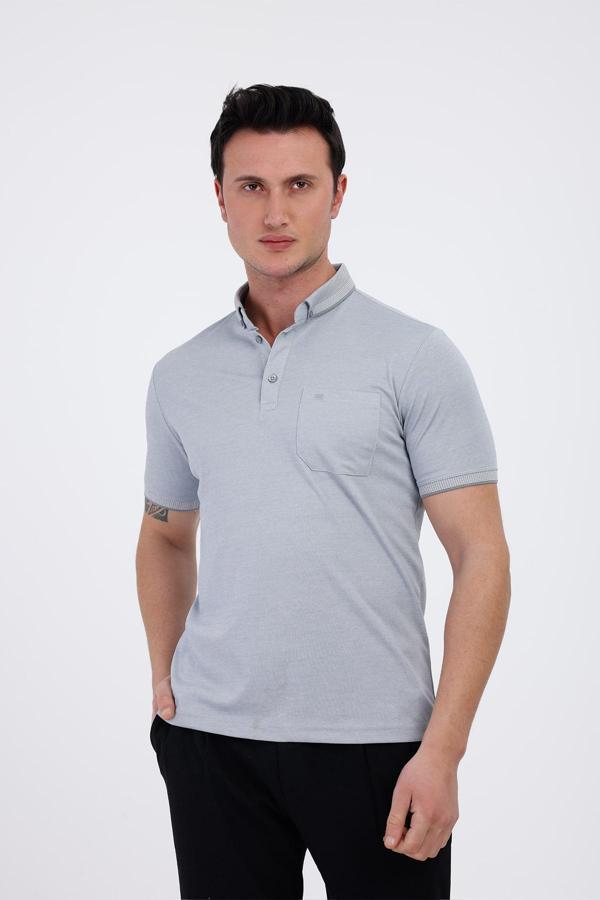 MAGNUS Polo Yaka Pamuklu Tişört - Gri - Image 1