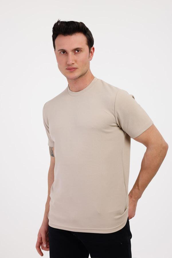 TARZ&COOL Bisiklet Yaka Pamuklu Tişört - Bej - Image 1