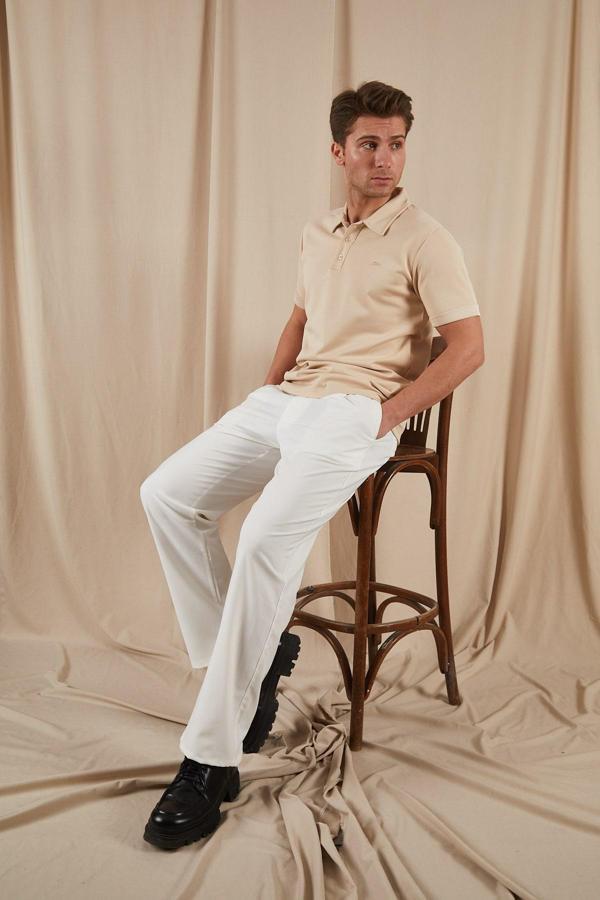 PAX Polo Yaka Tişört - Krem - Image 1