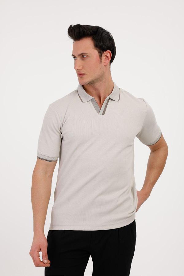 AUDAX Polo Yaka Pamuklu Tişört - Bej - Image 1