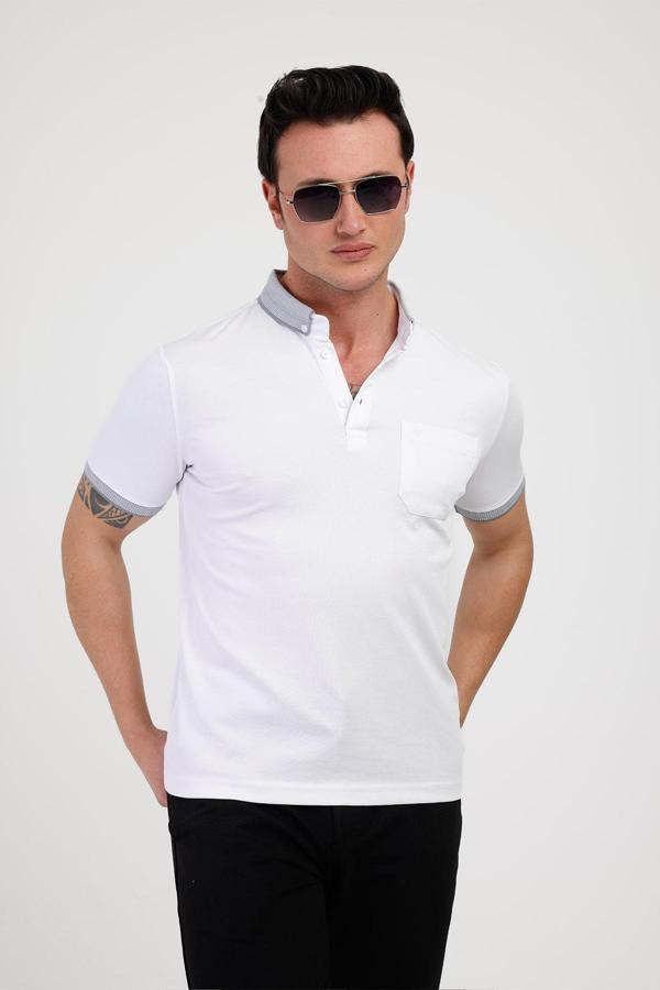 MAGNUS Polo Yaka Pamuklu Tişört - Beyaz - Image 1