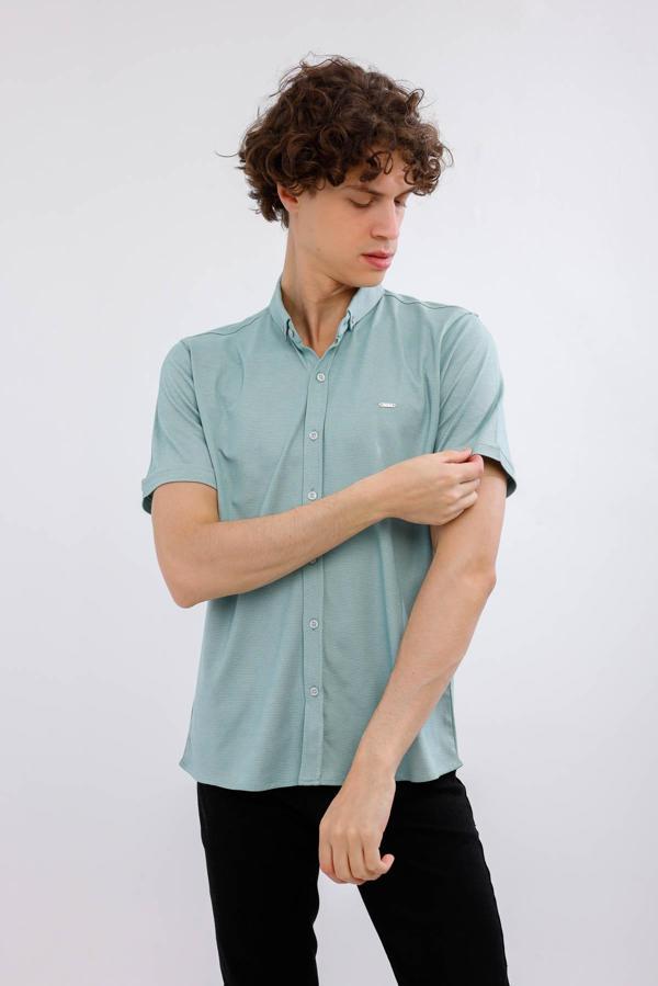 Lumen Kısa Kollu Gömlek - Açık Yeşil - Image 1