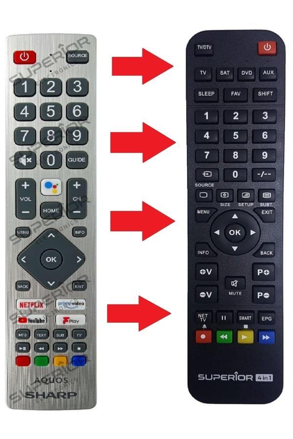 Sharp Aquos Lc40Bl2Ea Lc40Bl3Ea Lc40Bl4Ea Lc50Bl2Ea Serisi Netflix Tv Kumandası (Süp-4641) - Image 1