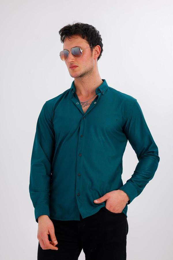 AQUAFERA Uzun Kollu Gömlek - Yeşil - Image 1